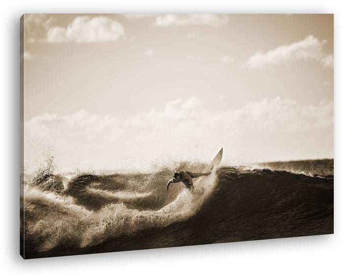 deyoli sportlicher Surfer Format: 80x60 Effekt: Sepia als Leinwandbild, Motiv fertig gerahmt auf Ech
