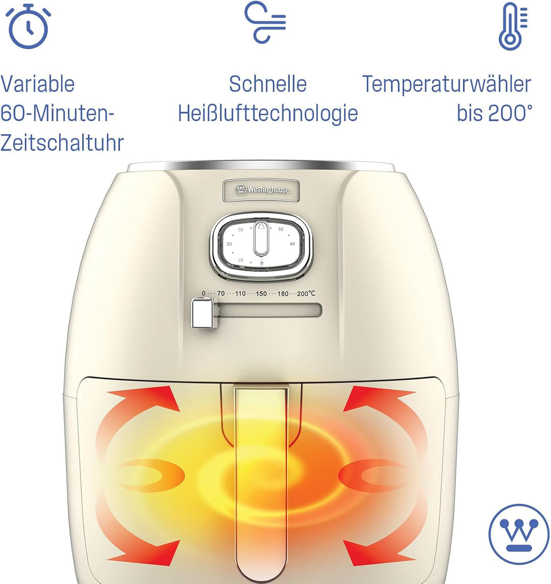 Westinghouse Retro Serie Airfryer, 4L, Heissluftfritteuse, 1500 W, Schnell & einfach, antihaftbeschi