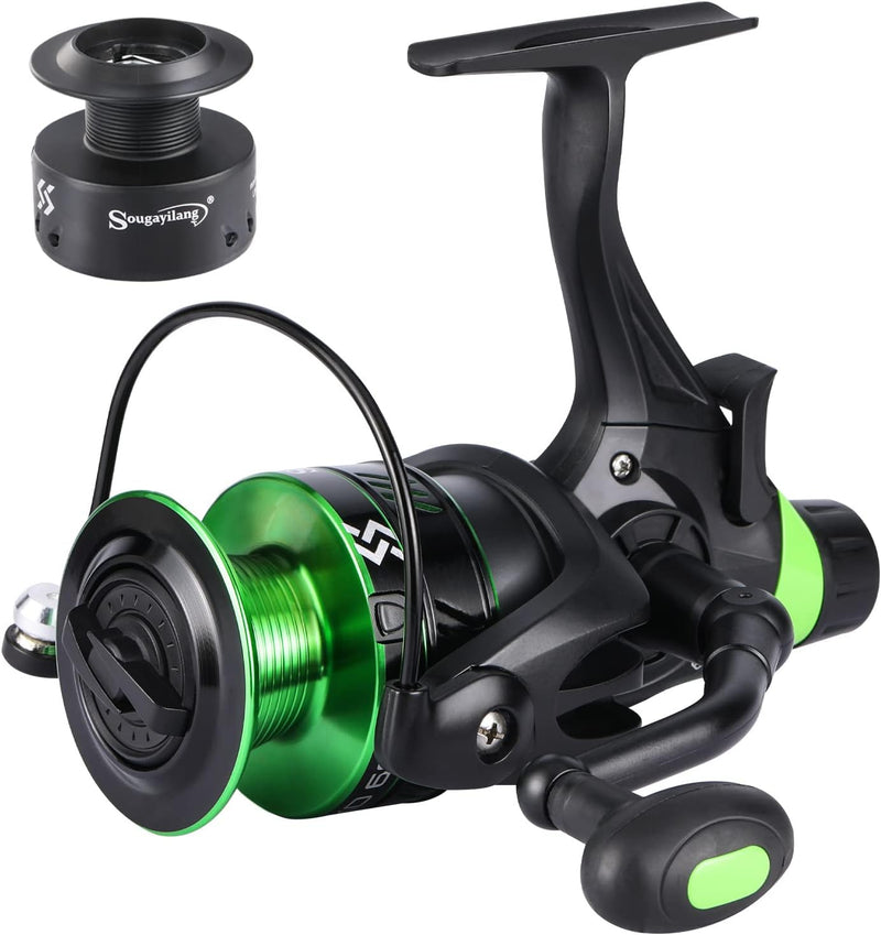 Sougayilang Angelrollen Karpfenangelrolle 13+1BB Kugellager Spinnrollen, Bait Runner Rollen, Glatte,