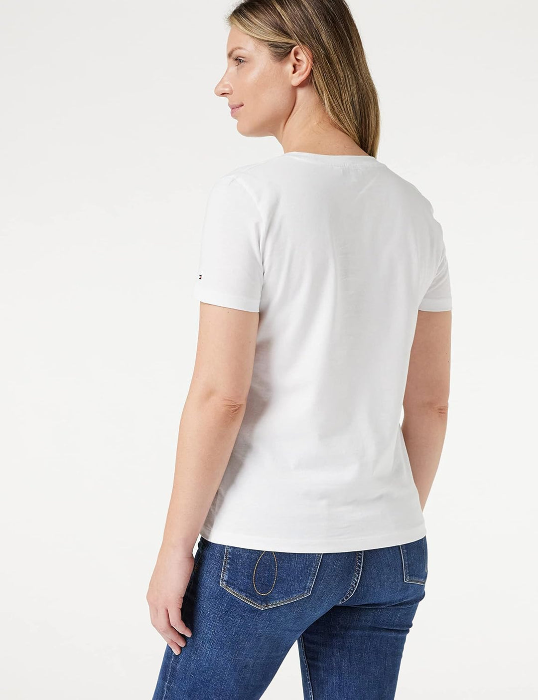 Tommy Hilfiger Damen Exclusive Hilfiger C-Nk Reg Tee Kurzarm Strickoberteile M Weiss (White), M Wei&
