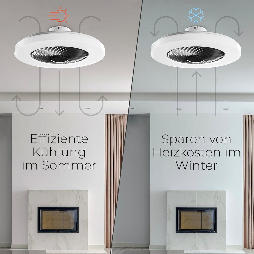 Noaton Deckenventilator mit Beleuchtung 12058B Triton, Schwarz, LED Dimmbar, 3 Farbtemperaturen, Fer