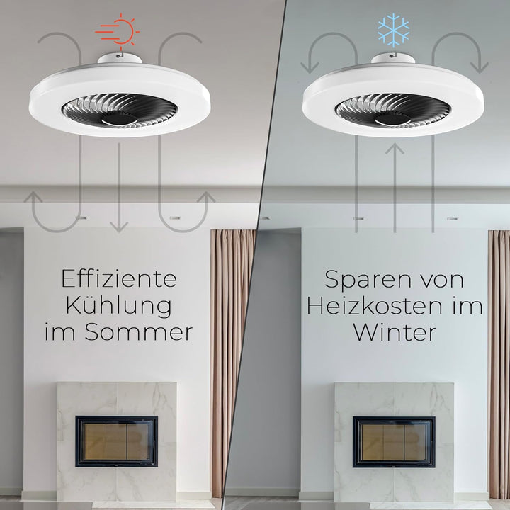 Noaton Deckenventilator mit Beleuchtung 12058B Triton, Schwarz, LED Dimmbar, 3 Farbtemperaturen, Fer