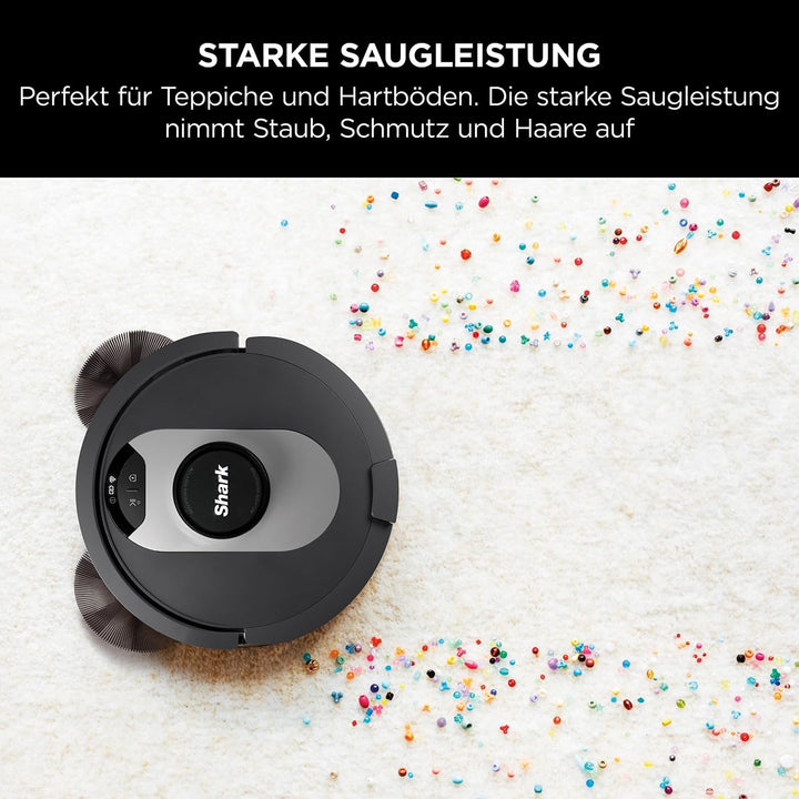 Shark AI 360 Saugroboter, selbstentleerender Staubsauger-Roboter, geeignet für alle Teppiche und Har