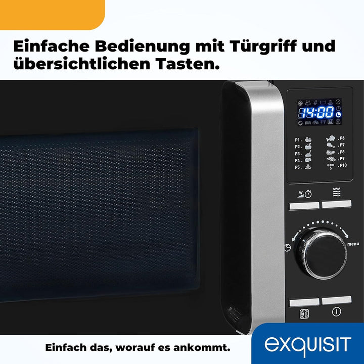 Exquisit Mikrowelle MW 8925-7 Hsw | 25 Liter Garraum | 900 Watt | 1950 W Grill | 1950 W Heissluft |
