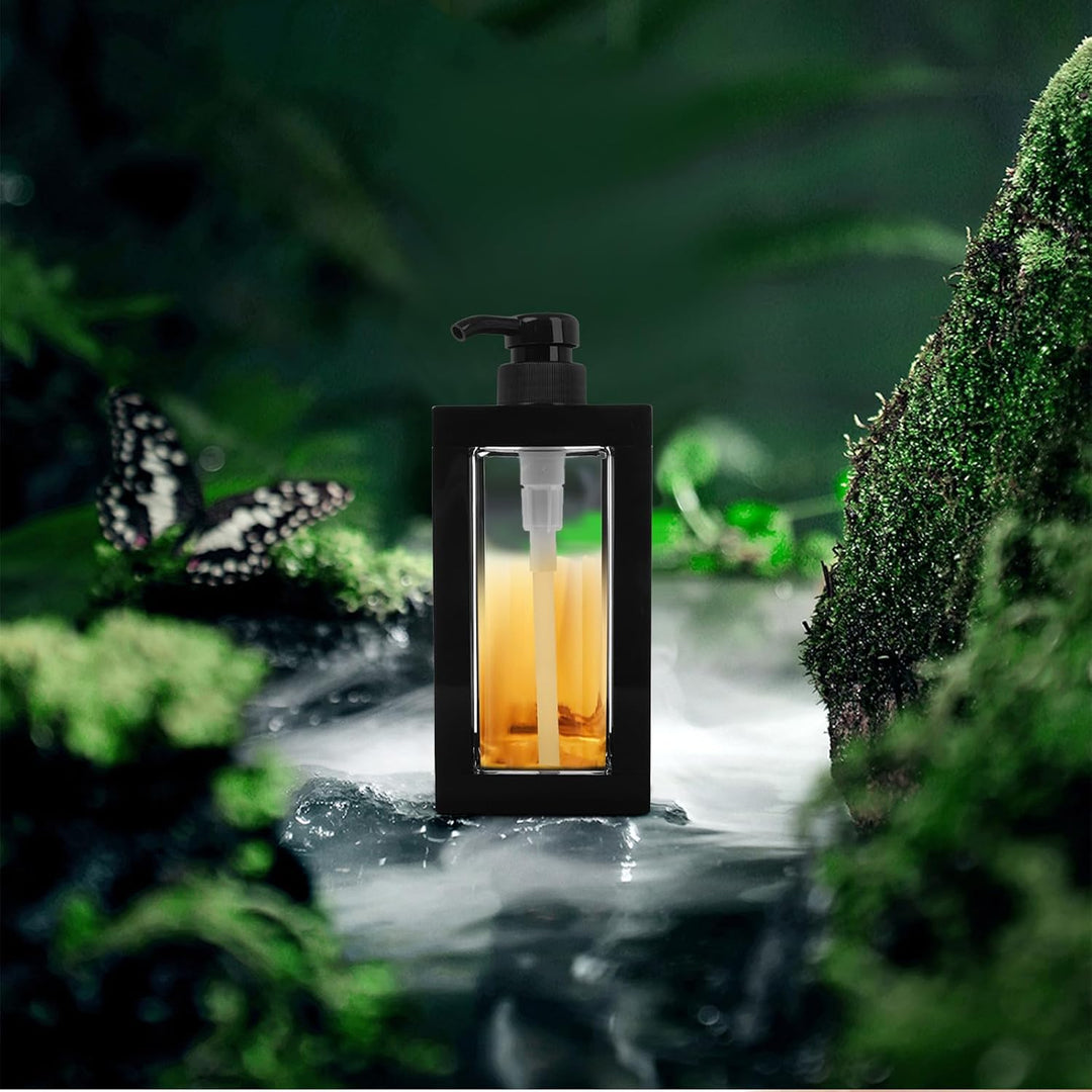 Nachfüllbare Pumpspenderflasche 750ml aus Kunststoff, Transparent, Schwarz