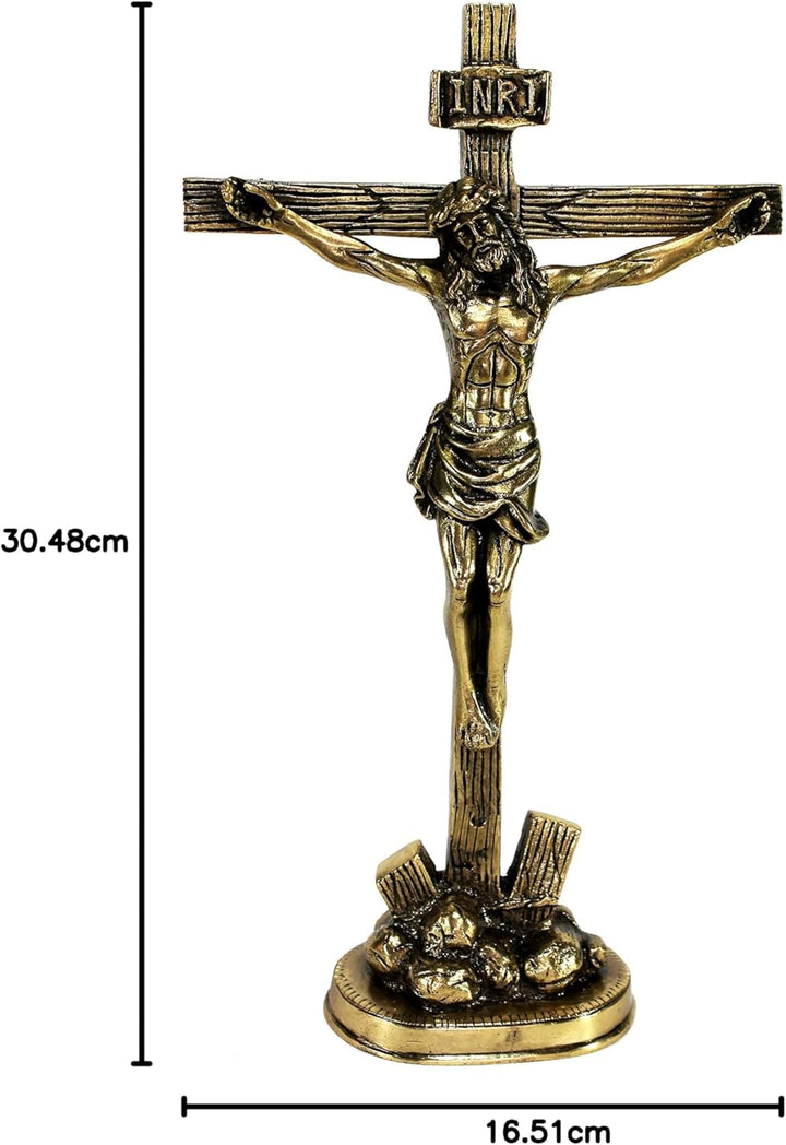eSplanade Jesus-Kreuz, Messing, antikes Finish, 30,5 cm 12" Jesus Cross, 12" Jesus Cross