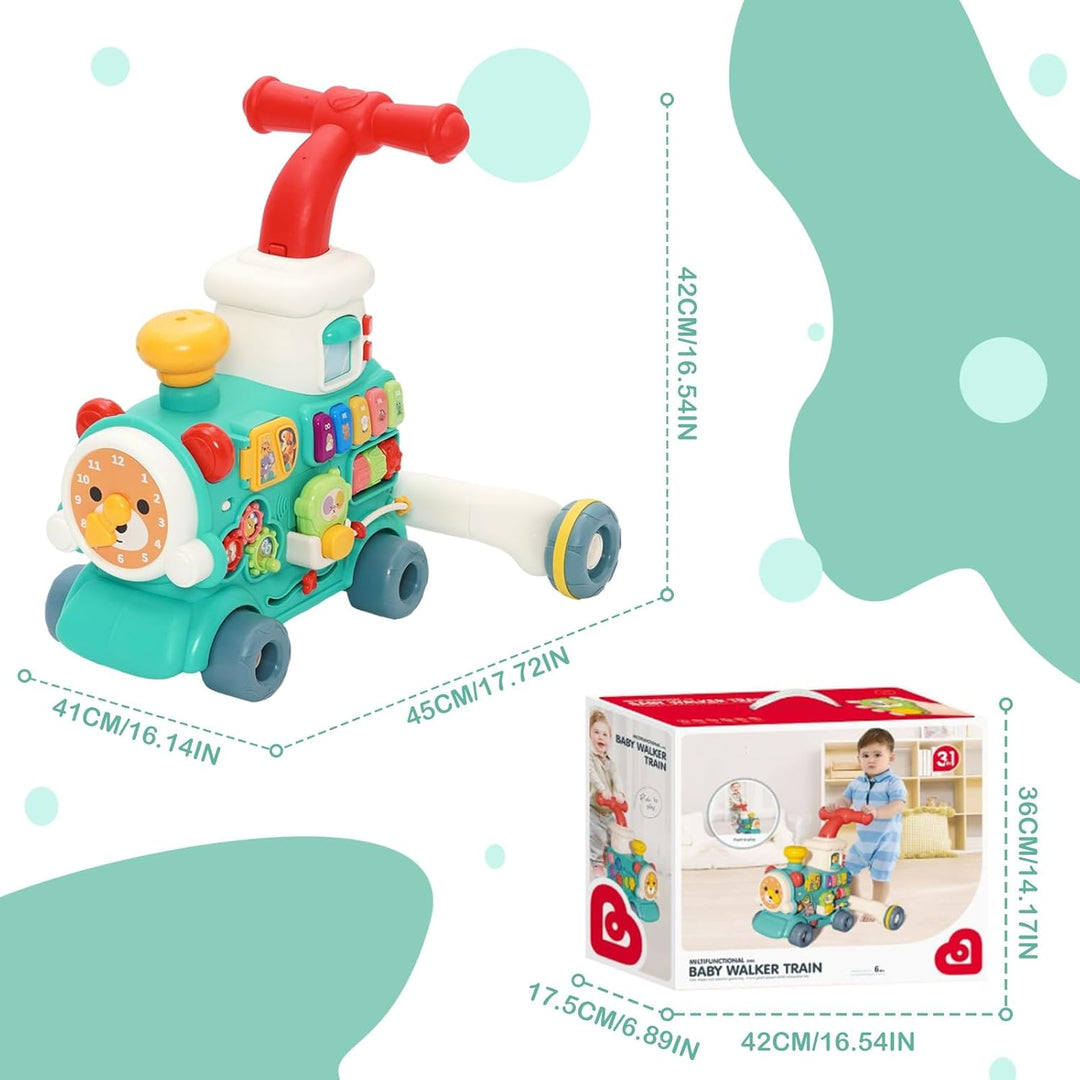 3-in-1 Baby Lauflernwagen, Multifunktionales Lauflernhilfe mit 10+ Pädagogischen Spielmodi, Licht &