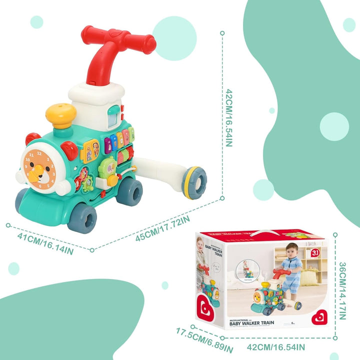 3-in-1 Baby Lauflernwagen, Multifunktionales Lauflernhilfe mit 10+ Pädagogischen Spielmodi, Licht &