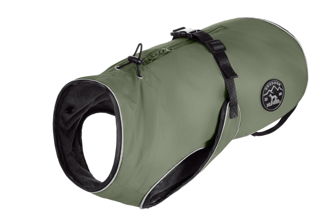 Hunter Hundemantel Uppsala, Farbe: Khaki, 2in1 Design mit herausknüpfbarem Innenfutter, wasserabweis