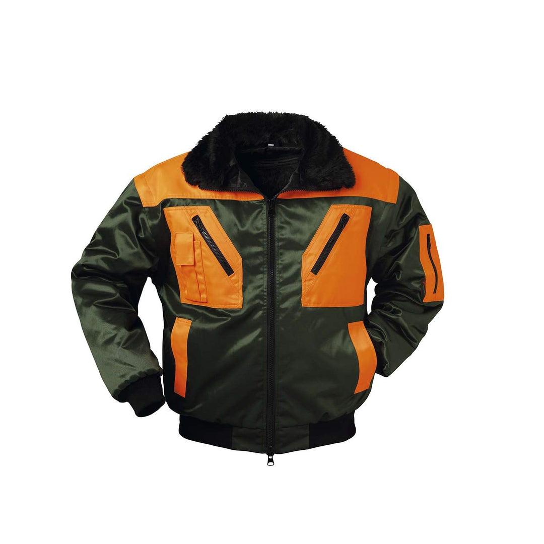 Norway-Pilotjacke 4-in-1 Arbeitsjacke XXXXL, forstgrün/orange