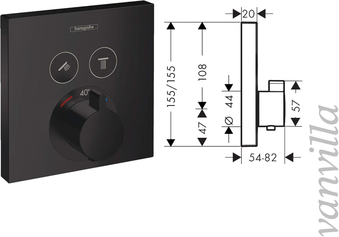vanvilla Duschsystem mit Unterputz Duscharmatur von Hansgrohe und vanvilla Regendusche mit Armatur,