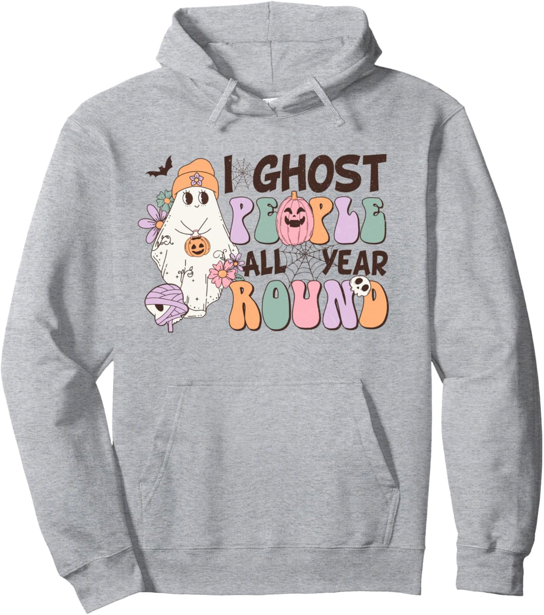 Lustiges Halloween-Design „I Ghost People All Year“ Pullover Hoodie
