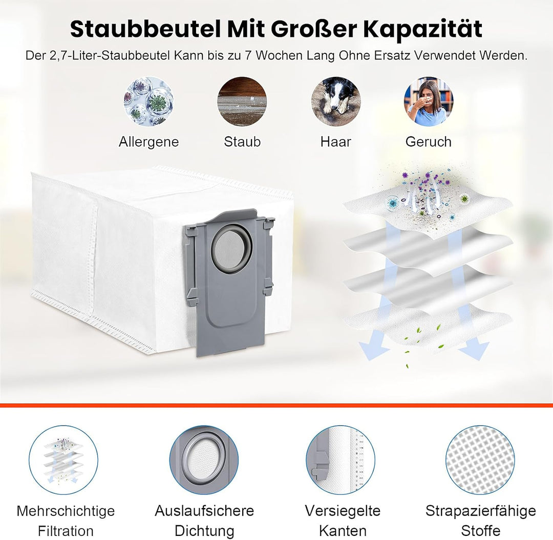28 Stück Zubehörset für Roborock Saros 10R / Qrevo CurvX Saugroboter mit 2 Paar Hauptbürsten 6 Wisch