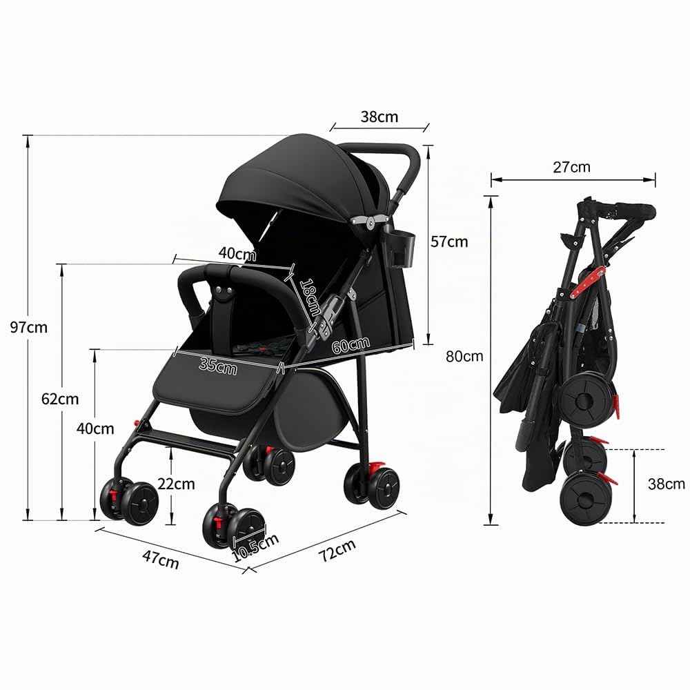 Kindersportwagen,Zusammenklappbarer Kinderwagen,Kinderwagen für jedes Gelände,Klein Zusammenklappbar