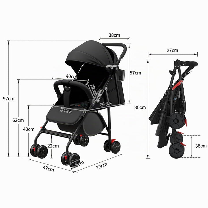 Kindersportwagen,Zusammenklappbarer Kinderwagen,Kinderwagen für jedes Gelände,Klein Zusammenklappbar