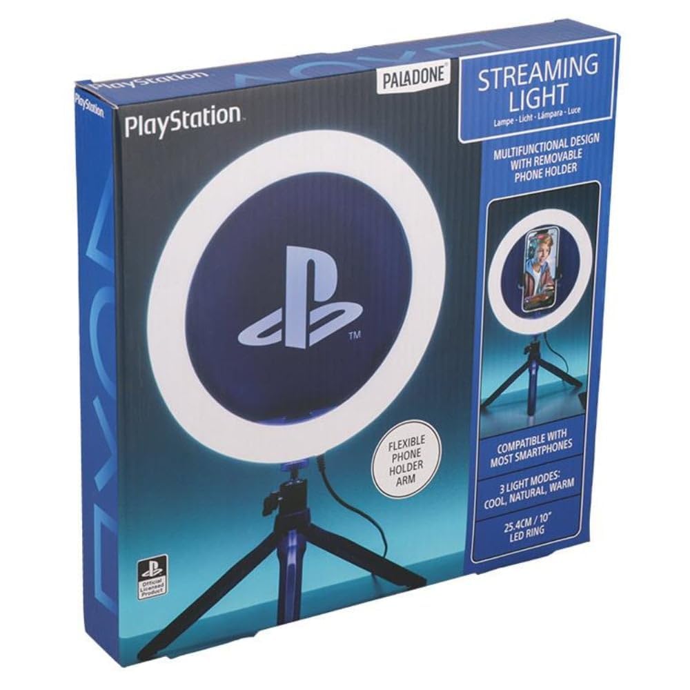 PlayStation Streaming Light - Offiziell Lizenziertes verstellbares Ringlicht mit Telefonhalter, 3 Li
