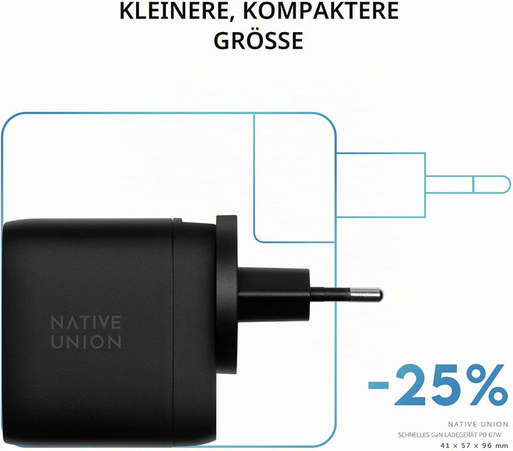 Native Union Schnelles GaN-Ladegerät PD 67W – Ultra-Kompaktes Power Delivery-fähiges USB-C-Ladegerät