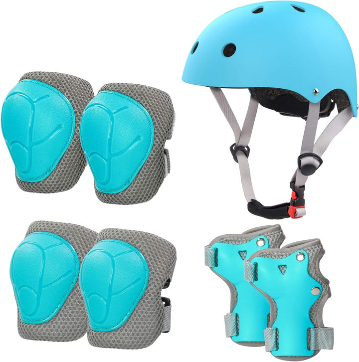 LANOVAGEAR Kinderhelm Schonerset 2-8 Jahre, Skatehelm Protektoren Kinder Knieschoner inliner Schutza
