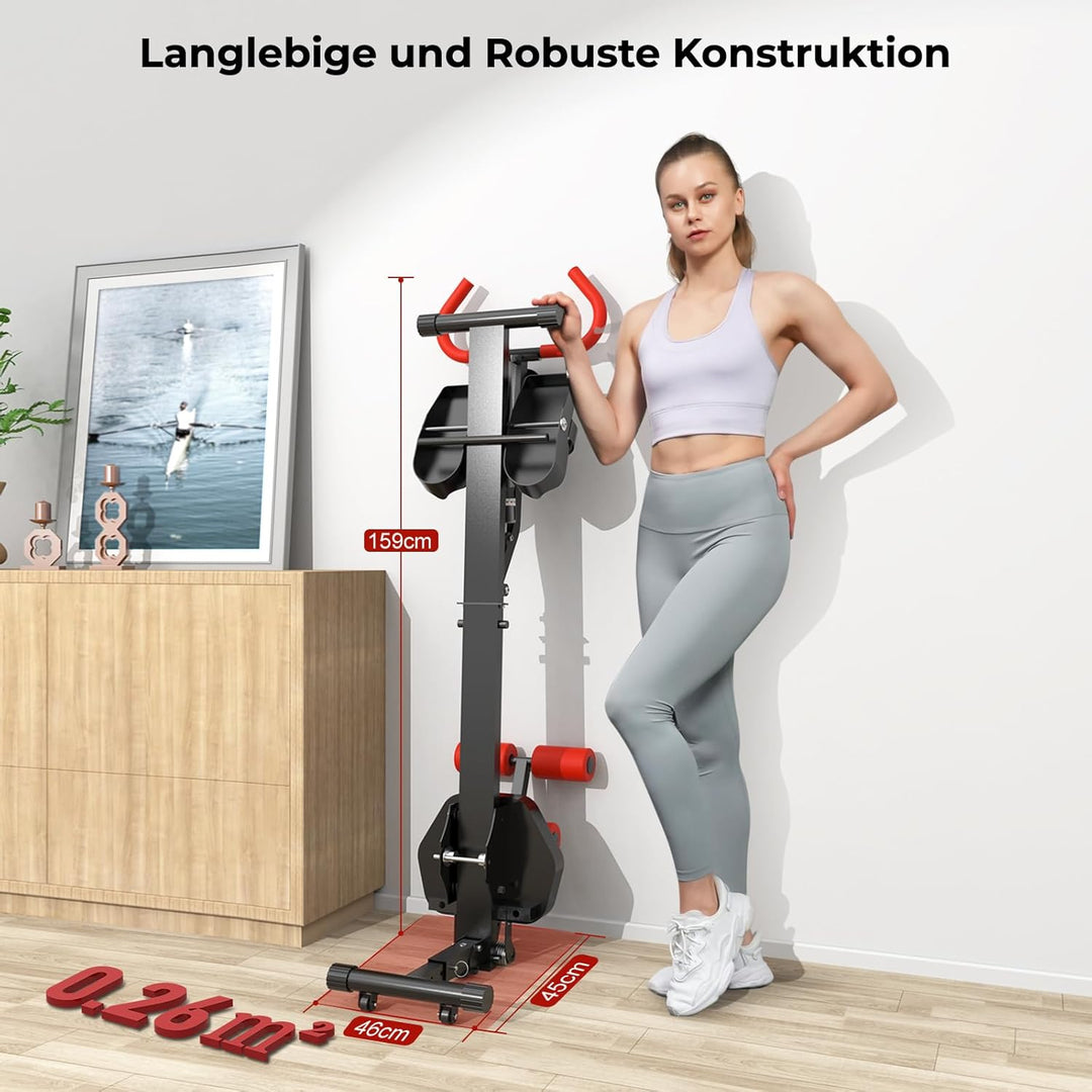 Rudergerät für Zuhause, Micyox Hydraulisches Fitness-Rudergerät mit 12 Widerstandsstufen, Multifunkt