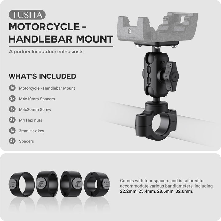 TUSITA Motorrad Halterung Kompatibel mit Garmin Montana, Zumo XT GPS - Schienenbasis Short Arm, Shor