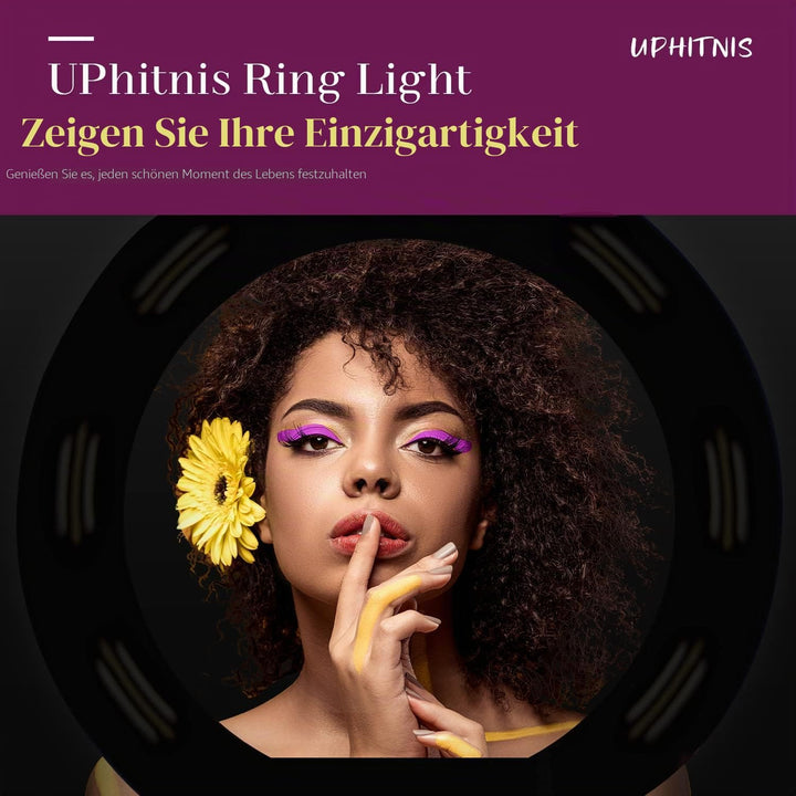 UPhitnis 12 Zoll Ringlicht mit Stativ Handy, Ringlicht mit 63 Zoll Stativ Selfie Ringleuchte mit 3 F