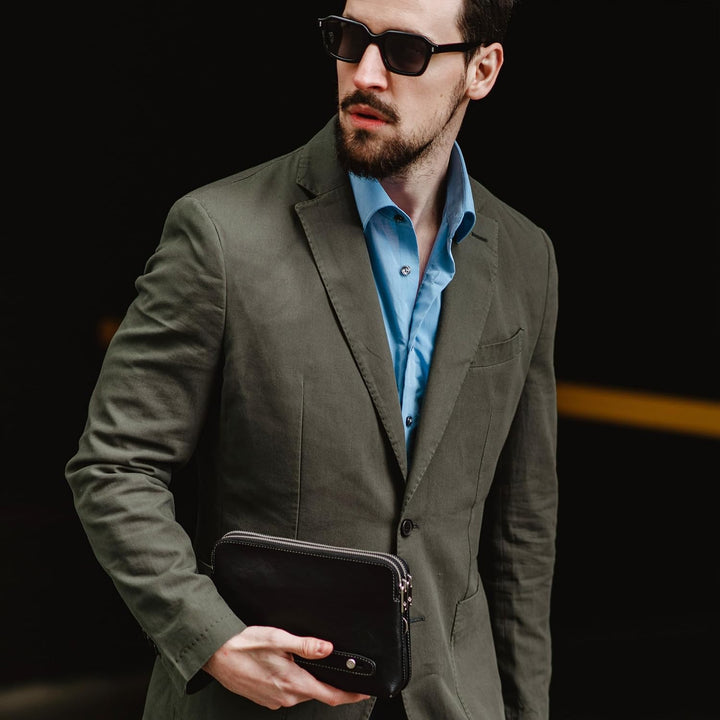 Time Resistance Leder Clutch für Herren – Organizer Tasche für Herren – Handgelenktasche – Aktentasc