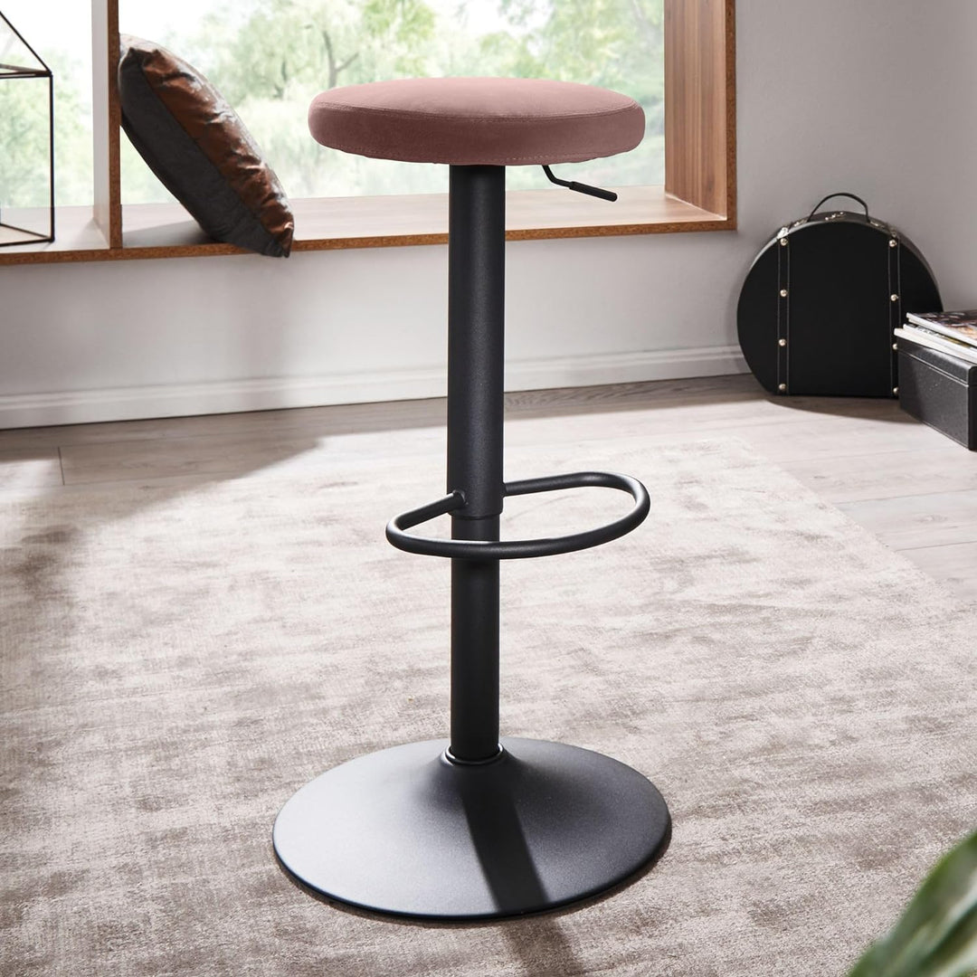 FineBuy Barhocker Samt Hocker ohne Lehne 58-79 cm | Küchenhocker Stoff/Metall 100kg | Design Barstuh