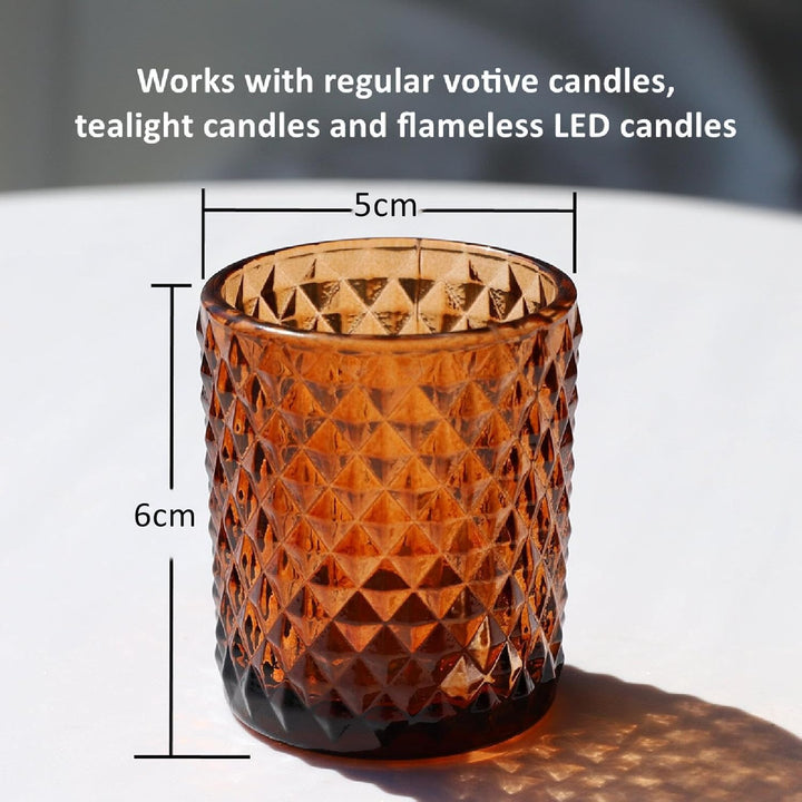 Vohocandle 12 Stück Teelichtgläser im Vintage-Stil, Teelichthalter aus Glas für Hochzeitstischdekora