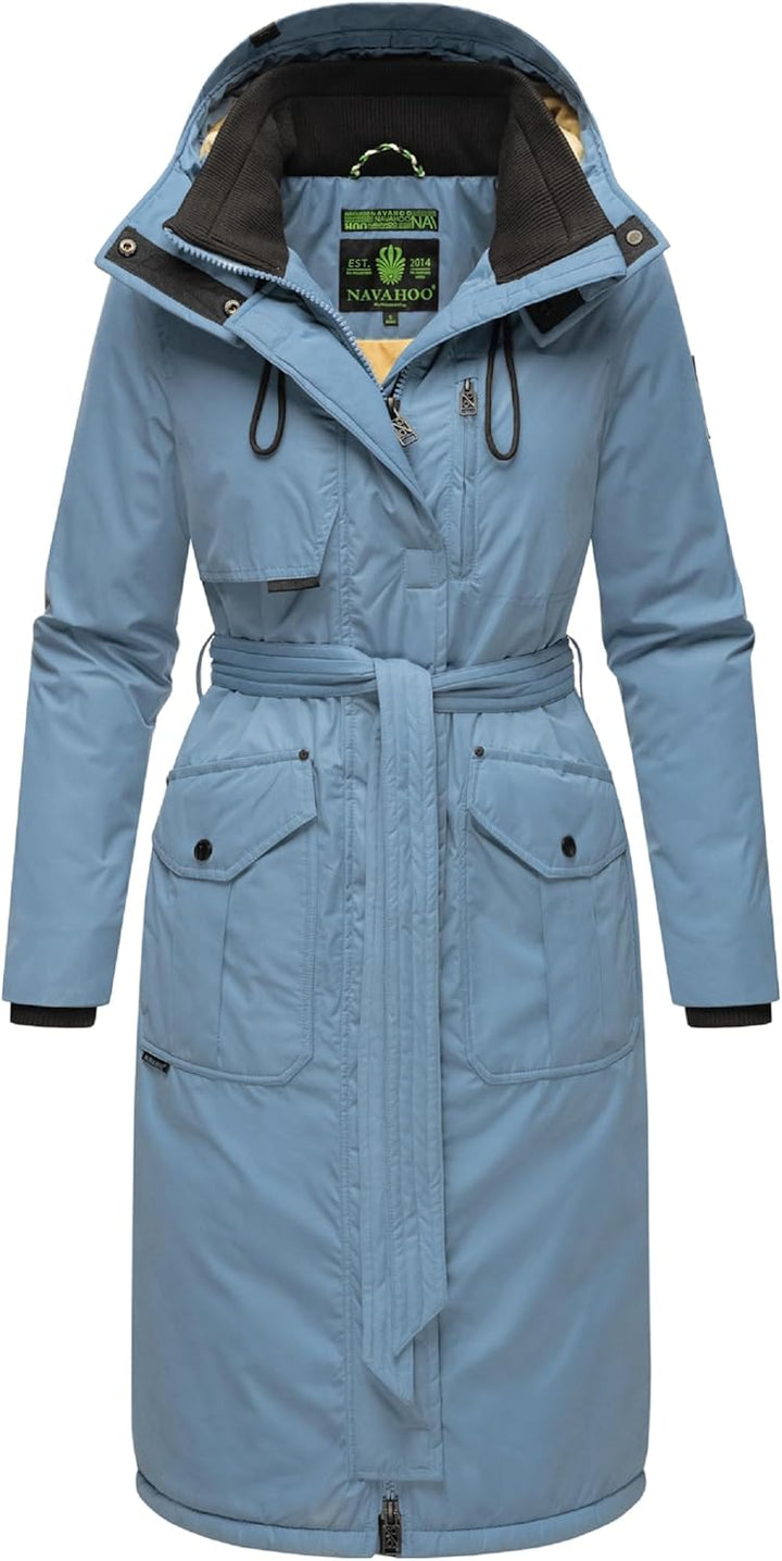 Navahoo Damen Wintermantel Warmer Parka lang mit hohem Kragen und weicher Kapuze Hokulanii XS-XXL M