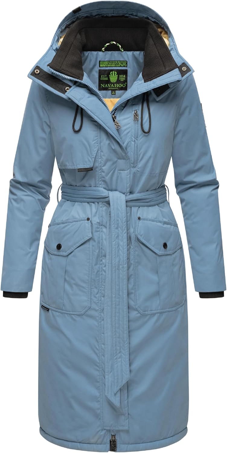 Navahoo Damen Wintermantel Warmer Parka lang mit hohem Kragen und weicher Kapuze Hokulanii XS-XXL S