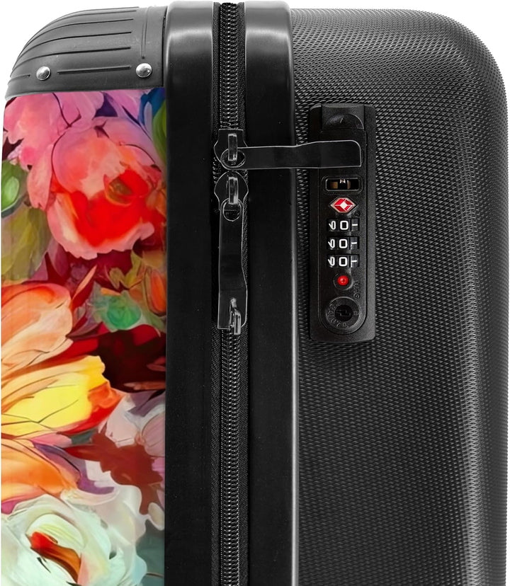 NoBoringSuitcases.com® Koffer Handgepäck Trolley Rollkoffer Kleine Reisekoffer mit 4 Rollen - Blumen