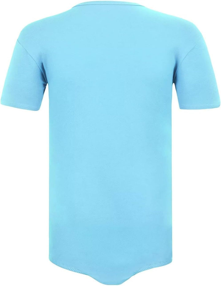 Landofgenie Männer Kurzarm Strampler Pyjama Bodysuit One Piece Strampler Hellblau 3XL, Hellblau 3XL