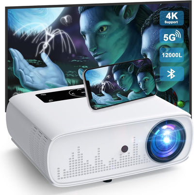 5G WiFi Beamer- 12000 Lux Native 1080P Beamer Full HD Heimkino Video Beamer 4K, Bluetooth Beamer WLA
