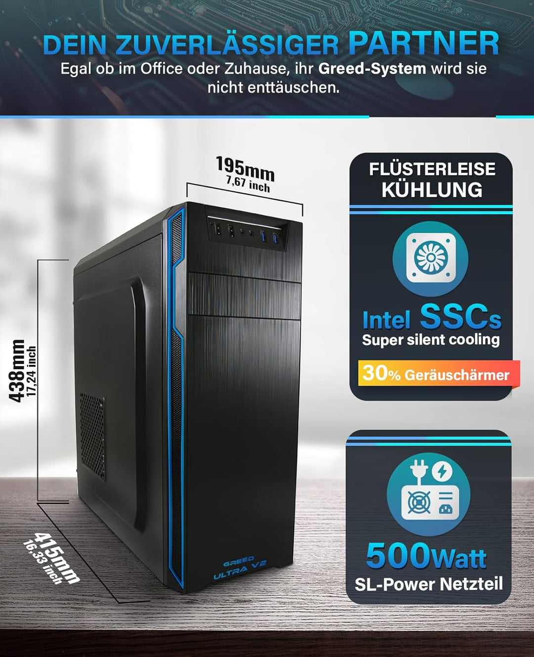Greed® Ultra V2 PC mit Intel Core i7 10700F - Schneller Rechner - Computer für Büro & Home Office mi