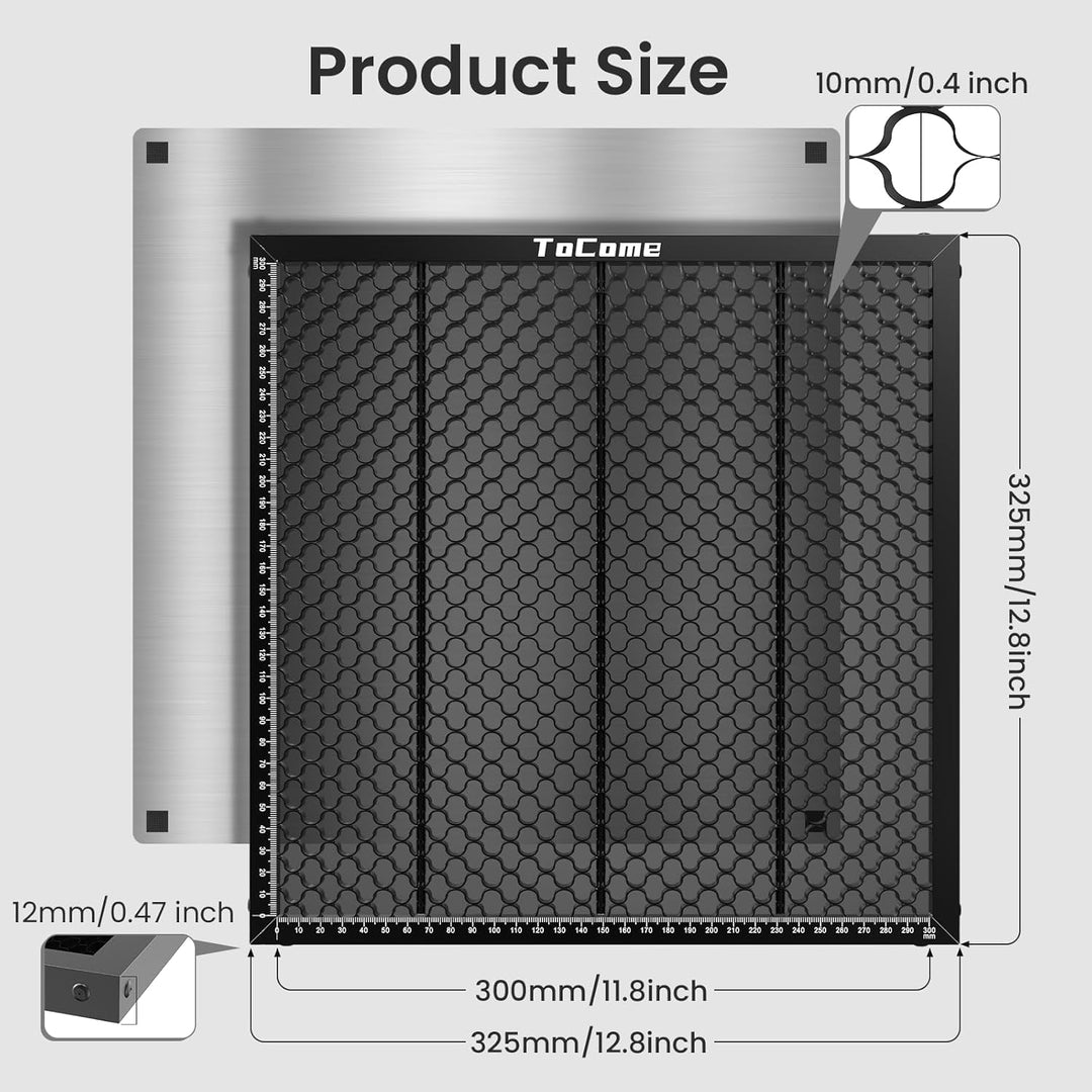 Tocome 300 x 300mm Waben Laser Arbeitstisch 12" x 12" Stahl Wabentisch für Lasergravierer 300x300mm,