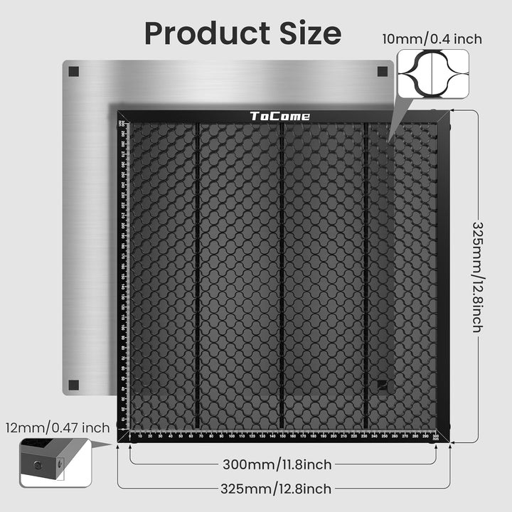Tocome 300 x 300mm Waben Laser Arbeitstisch 12" x 12" Stahl Wabentisch für Lasergravierer 300x300mm,
