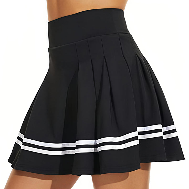 ThreeH Frauen hohe Taille plissiert Tennisrock Built-in Futter Shorts Mädchen Schule Uniformen Skate