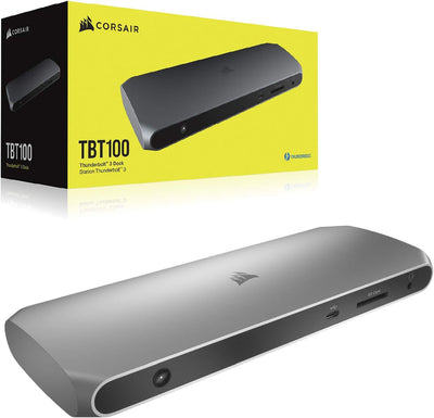 Corsair TBT100 Thunderbolt™ 3 Dock (Zwei USB-C 3.1, Zwei USB-A 3.1-Anschlüsse, Zwei HDMI-Ports, 3,5-