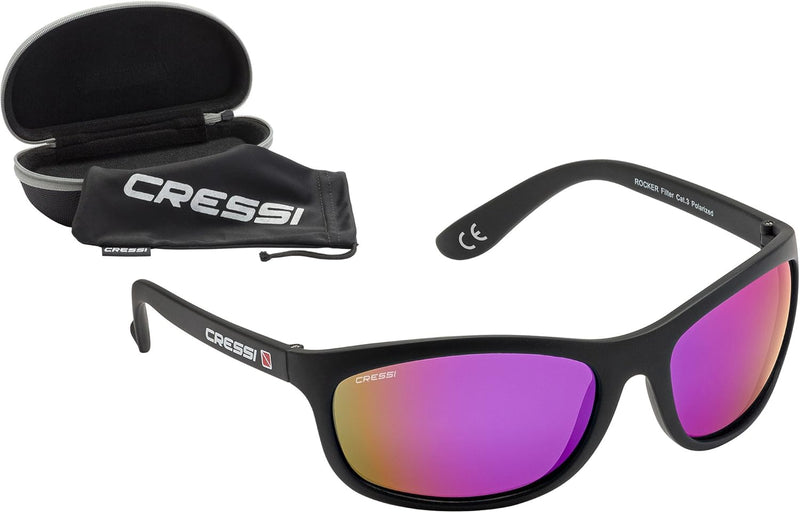 Cressi Unisex Erwachsene Rocker Sonnenbrille Für Sport Schwarz/Verspiegelt Linsen Violett Ultra Flex