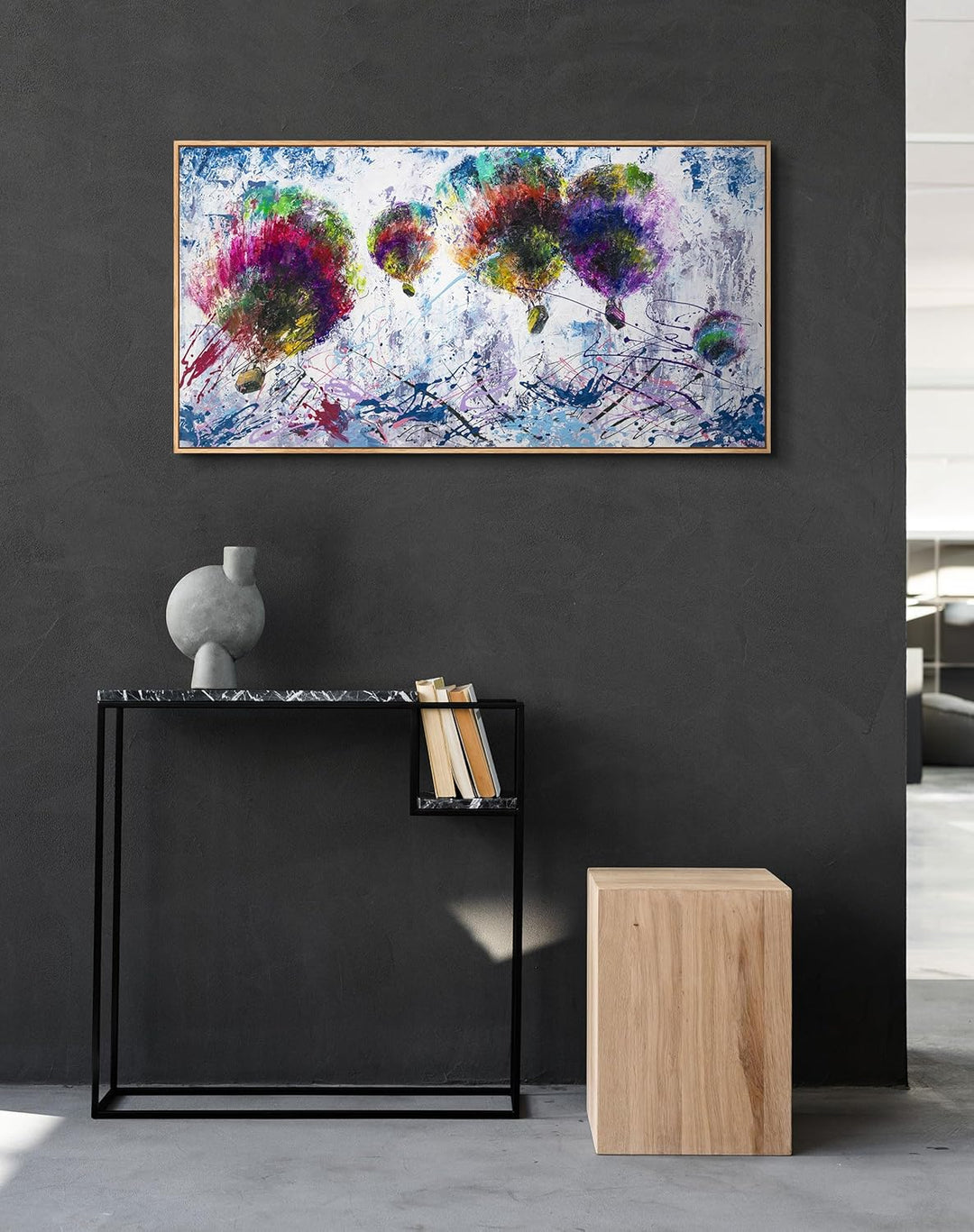 YS-Art Abstrakt Acryl Gemälde auf Leinwand handgemalt Freiflug Wandbilder Wohnzimmer moderne bunte H
