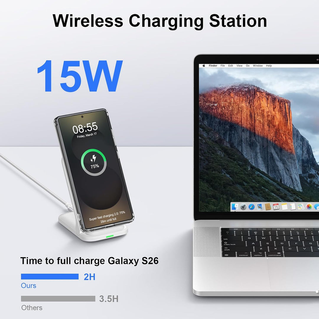 15W Induktive Ladestation Samsung, Wireless Charger mit 18W Schnellladegerät, Google Pixel Stand für