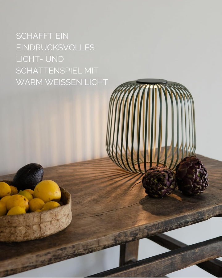 LUUK Studio LED Solar Tischleuchte für drinnen und draussen in minimalistischem Design, wiederauflad