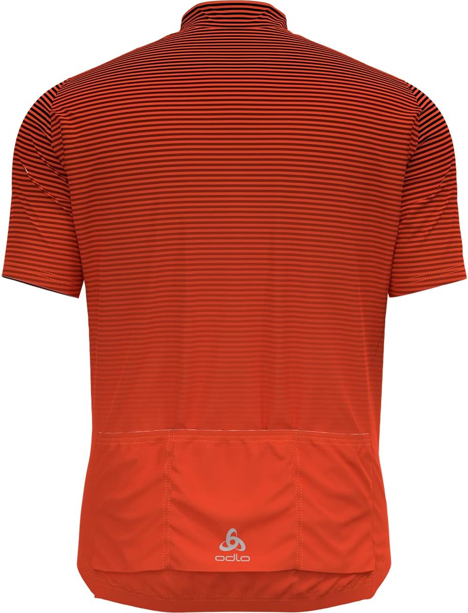 Odlo Herren Essential Print_411952 Radtrikot (1er Pack) S Black - Exuberant Orange, S Black - Exuber