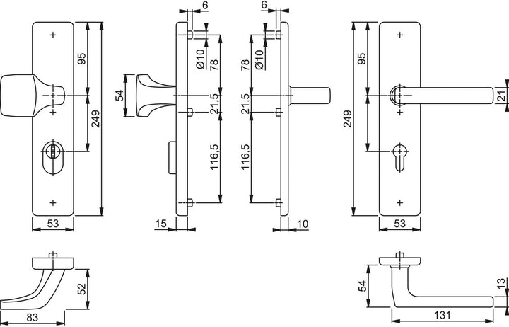 HOPPE 3862010 Schutzgarnitur Dallas E61G/2222ZA/2210/1643Z VA F69 92mm 67-72mm