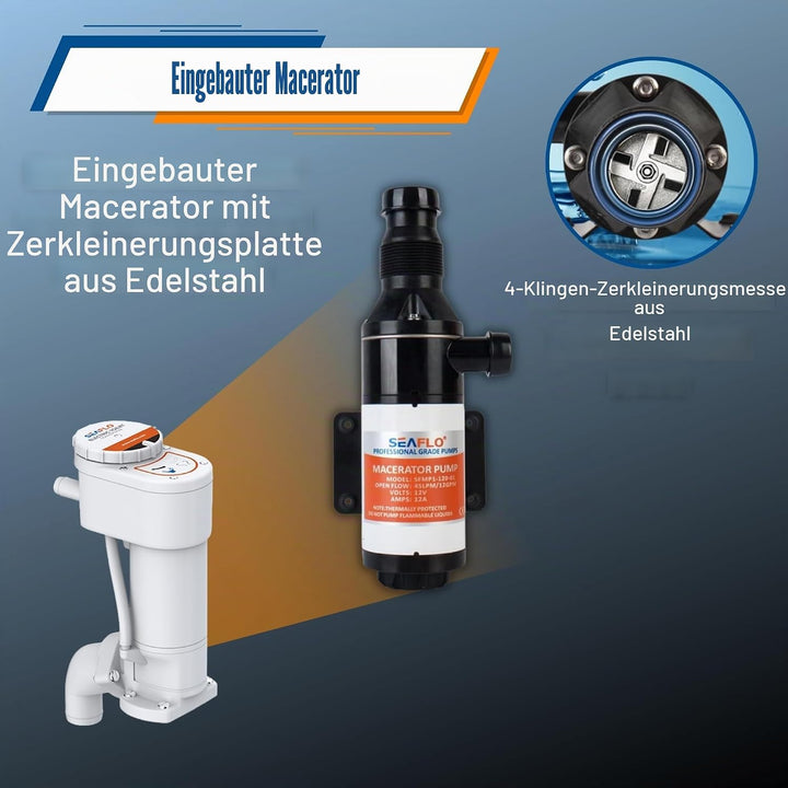Seaflo Manuell auf elektrische Marine WC-Umrüstsatz, Weiss, SFMTP1-02 12 V, 12 V