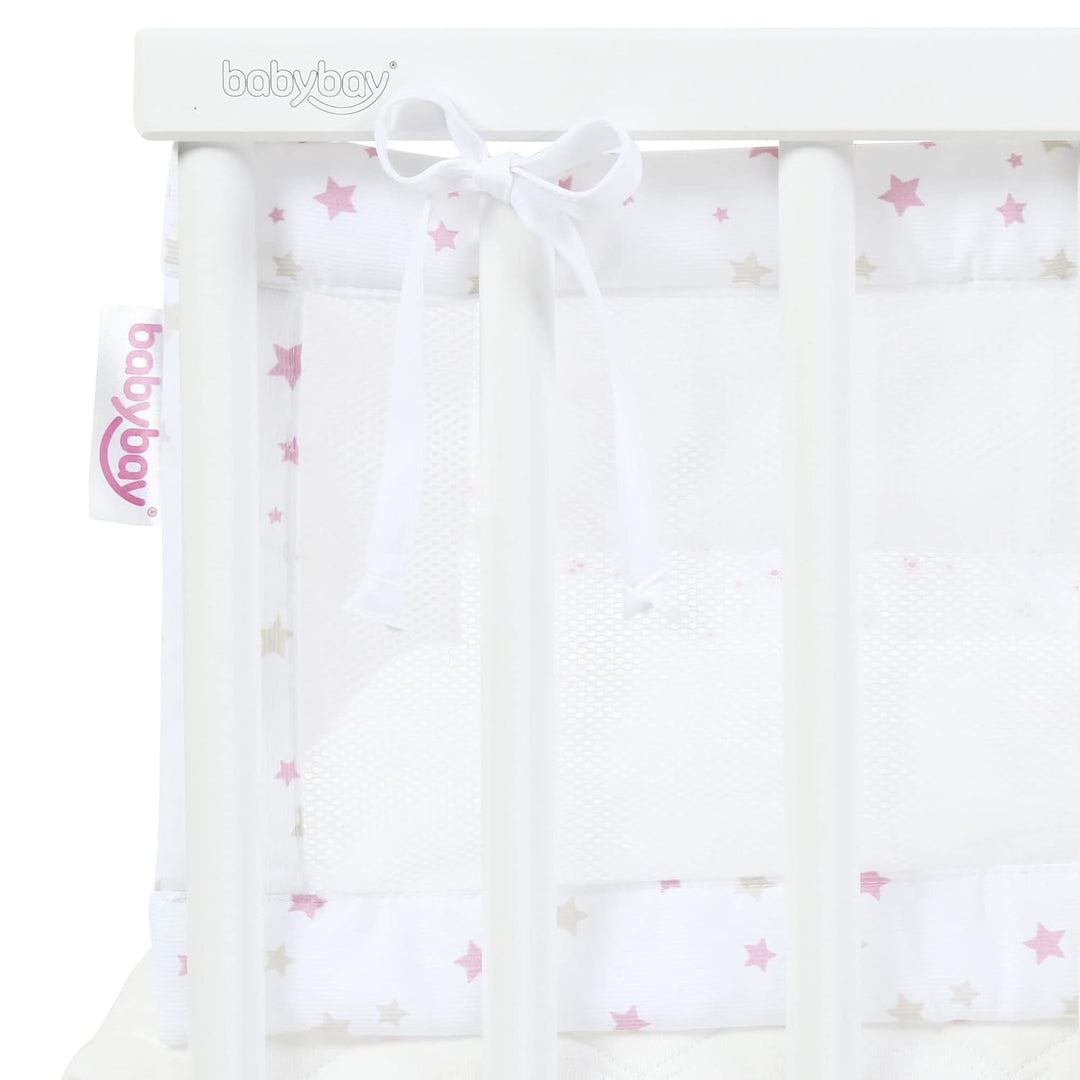babybay Nestchen Mesh-Piqué passend für Modell Original, weiss Sternemix sand/beere