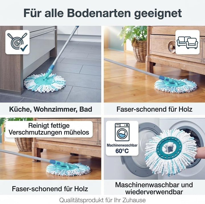 6 Stück Bodenwischer für Leifheit Clean Twist Disc Mop,Wasseraufnahme | Doppelfasermop kann Effizien
