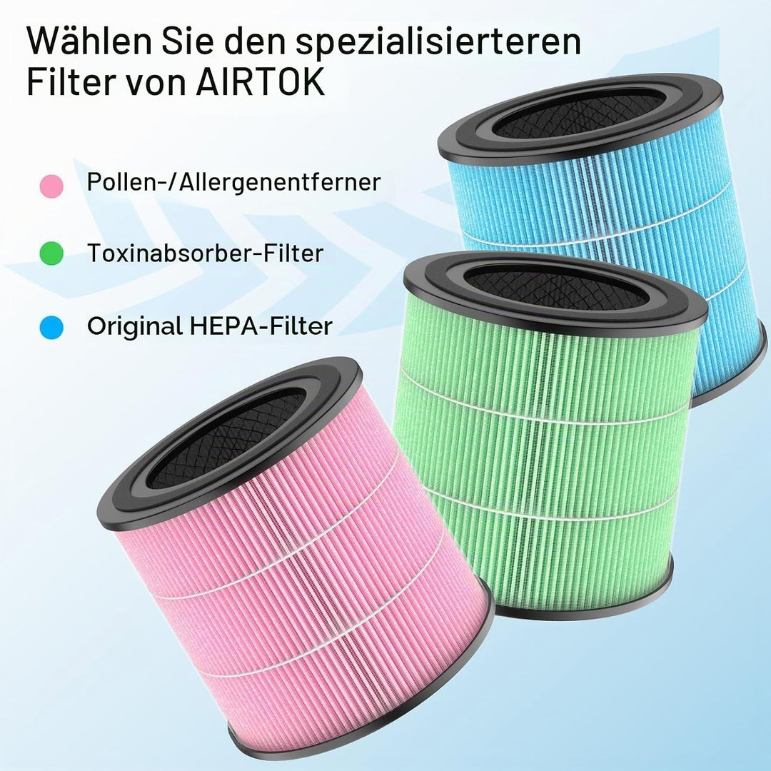 AIRTOK Luftreiniger AP0601 Ersatzfilter 2er Set, 4-Stufiges Filtersystem, H13 True HEPA Filter (Nur