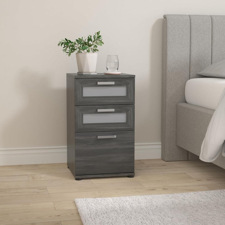 CARO-Möbel Nachttisch für Boxspringbetten MARIKE Nachtschrank Nachtkommode in esche grau, mit 3 Schu
