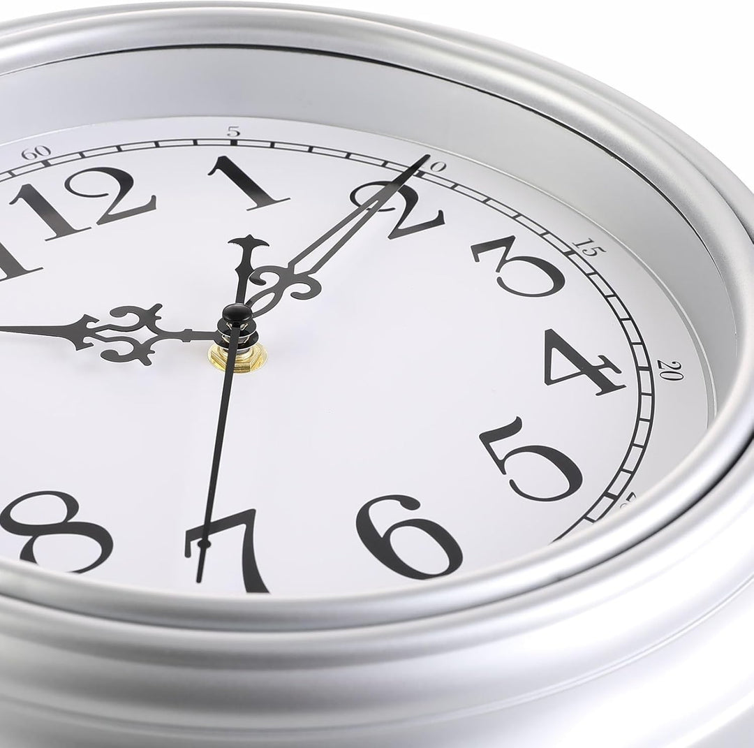 Plumeet Wanduhr Klassisch 25cm Ruhige Retro Wanduhr ohne Tickgeräusche für Wohnzimmer - Schlafzimmer